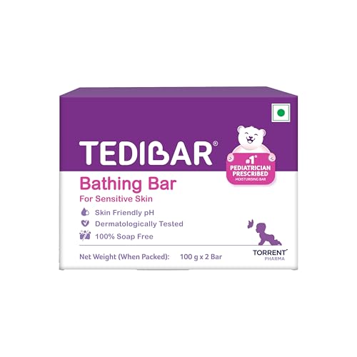 Tedibar Moisturising Baby Bathing Bar 100x2g (Pack of 1) 100% Soap Free No. 1* Pediatrician Prescribed Moisturising Bar - By Torrent Pharma - Image 1