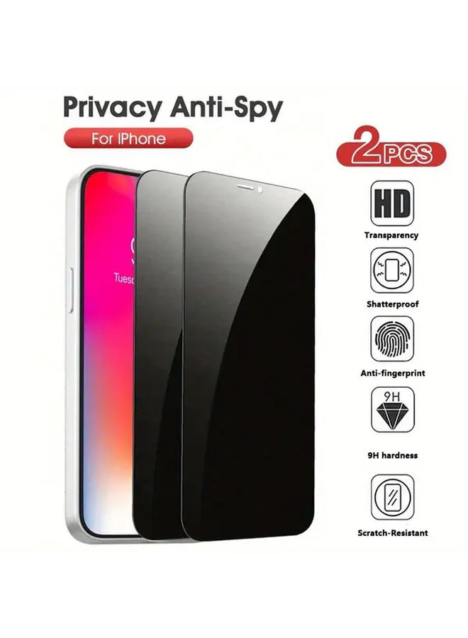 iPhone 16 Pro Max Privacy Screen Protector Black 2 Pack 9H Tempered Glass Anti Peep - Image 1
