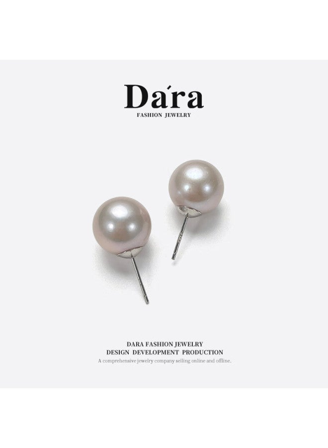 Dara 925 Silver Pearl Stud Earrings For Women Luxury Round Freshwater Pearl Earrings Gift For Girlfriend Wife Women's Day - Image 3