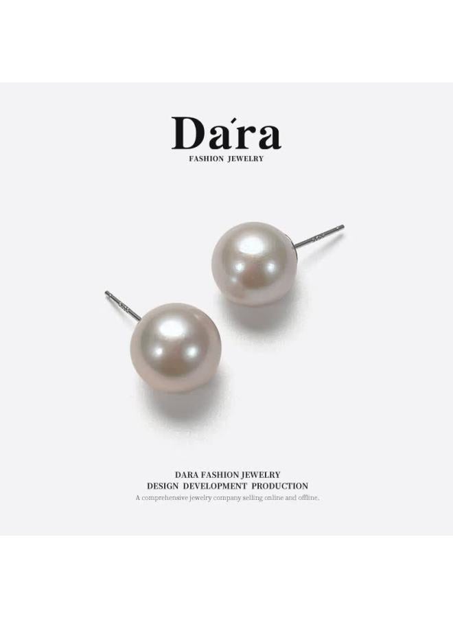 Dara 925 Silver Pearl Stud Earrings For Women Luxury Round Freshwater Pearl Earrings Gift For Girlfriend Wife Women's Day - Image 1