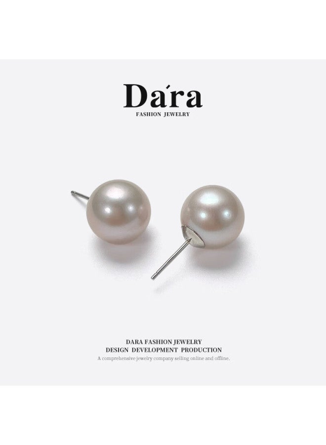 Dara 925 Silver Pearl Stud Earrings For Women Luxury Round Freshwater Pearl Earrings Gift For Girlfriend Wife Women's Day - Image 4