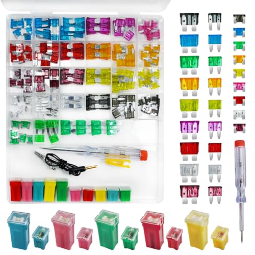Onfunlee Car Fuses Assortment Kit with Tester, 156PCS Auto Fuse Standard, Small, Mini Sizes, Low & Tall Profile (2A 5A 10A 15A 20A 25A 30A 35A 40A), Replacement Fuses for Cars RVs Trucks Boat, 1PC Fuse Puller - Image 1