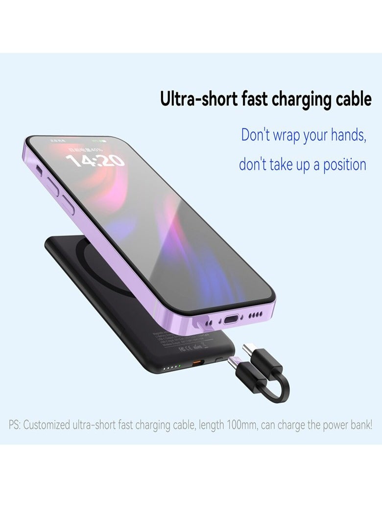 General - Magsafe magnetic wireless power bank 5000 mAh PD20W ultra-thin and lightweight external mobile power bank with built-in wire, thin wireless mobile power bank - Image 1