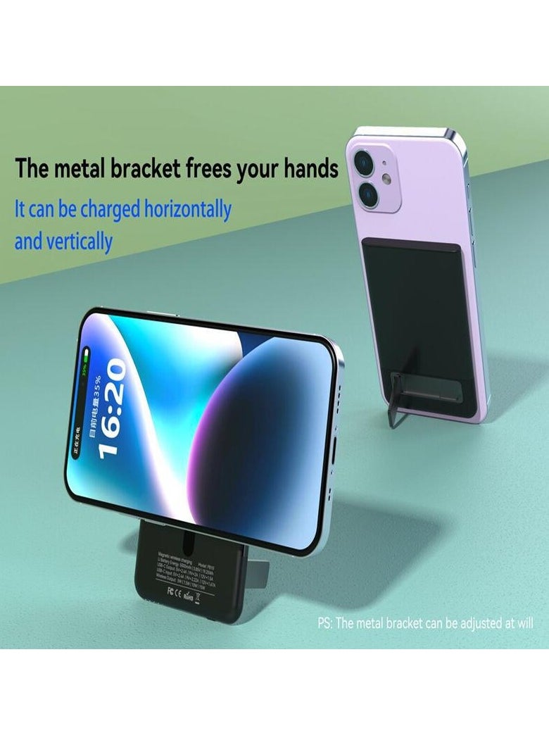 General - Magsafe magnetic wireless power bank 5000 mAh PD20W ultra-thin and lightweight external mobile power bank with built-in wire, thin wireless mobile power bank - Image 1