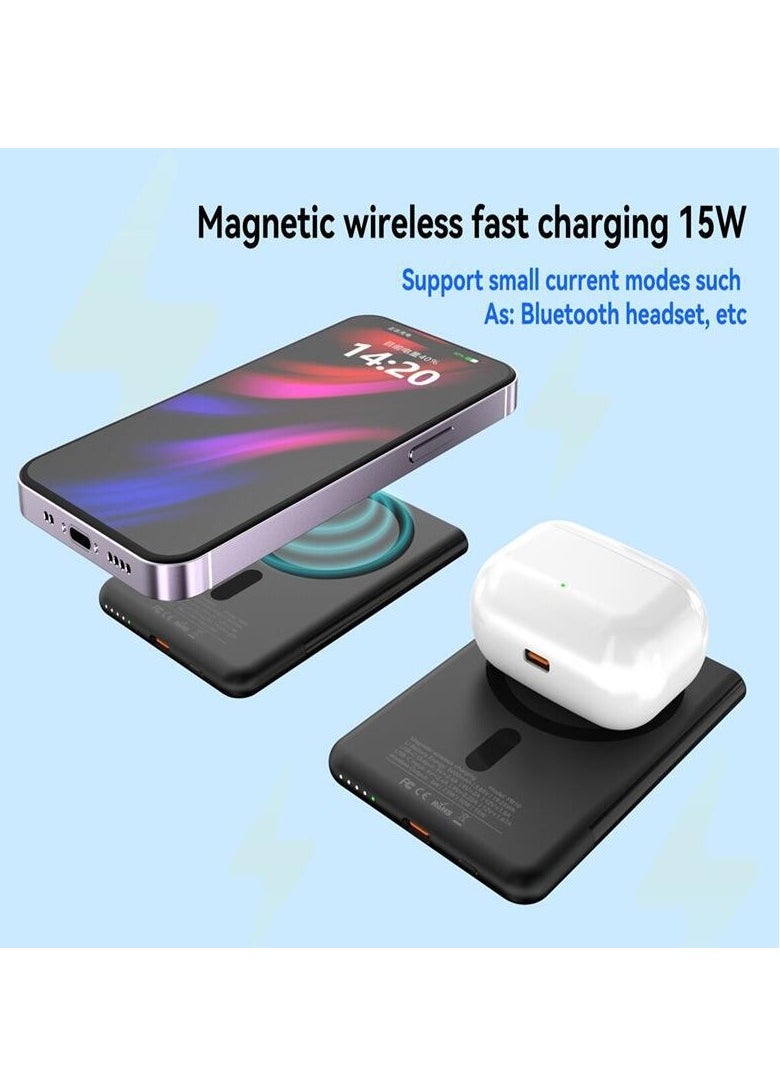 General - Magsafe magnetic wireless power bank 5000 mAh PD20W ultra-thin and lightweight external mobile power bank with built-in wire, thin wireless mobile power bank - Image 1
