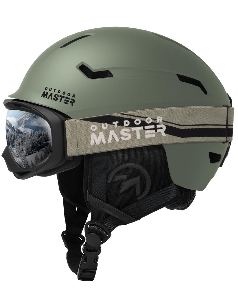 OutdoorMaster Ski Helmet Set,Snowboard Helmet with Goggles for Adults - Durable PC Shell, Protective EPS Foam & 10 Cooling Vents -Snow Helmets for Men, Women & Youth - Image 1
