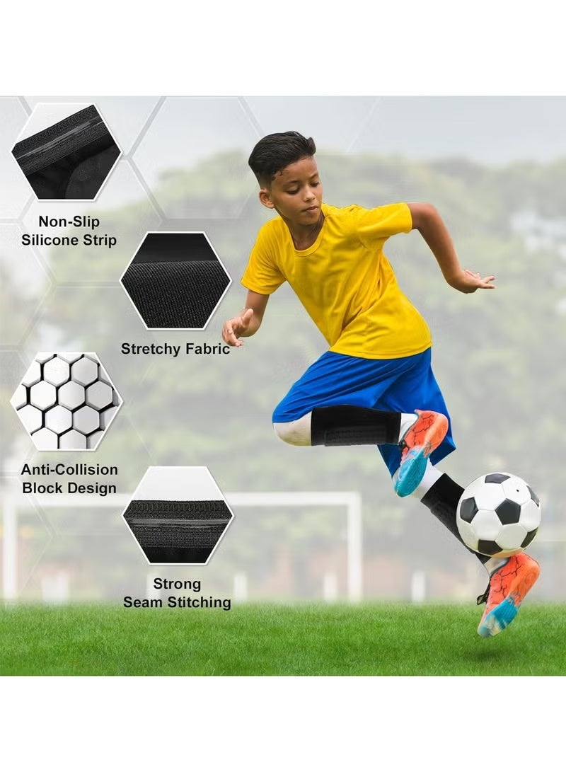 زوج واحد من أكمام واقيات الساق لكرة القدم مع حشوة إسفنجية، جوارب احترافية قابلة للتهوية لحماية الساق بدون قدم للرياضة وكرة القدم والرجبي والهوكي للأطفال والأولاد والبنات والبالغين والرجال والنساء - Image 5