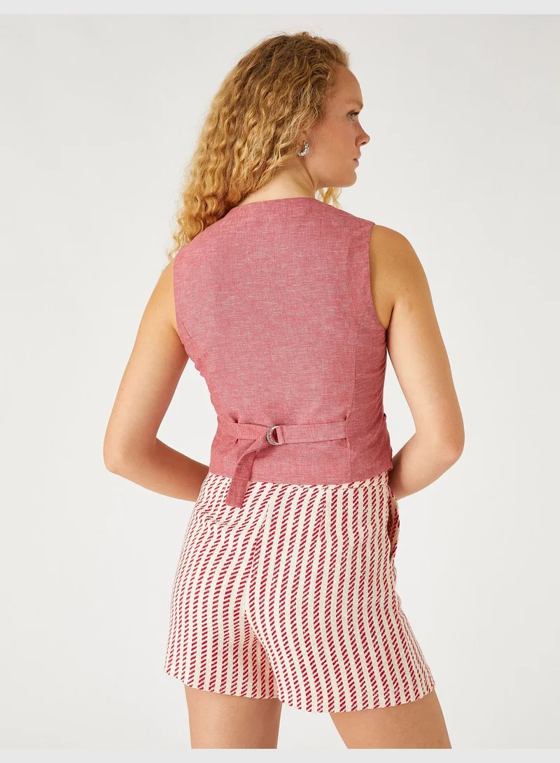 KOTON Linen Mix Crop Vest