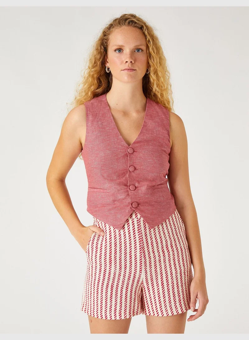 KOTON Linen Mix Crop Vest