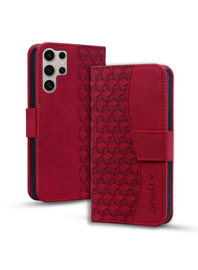 اس-توب جراب لهاتف Samsung Galaxy S25 Ultra 5G مصنوع من الجلد مع مشبك ماسي وحزام حول الرقبة - Image 1