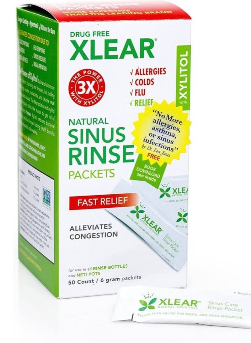 إكسلير Xlear، أكياس غسول طبيعي للجيوب الأنفية، 50 كيسًا، 6 جم لكل كيس . - Image 1