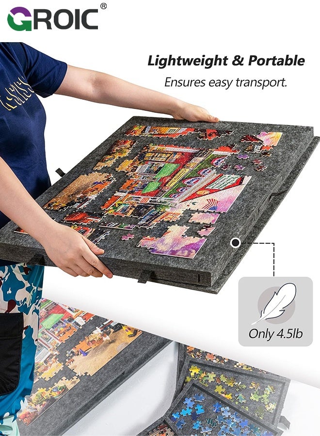 GROIC 1000 Pcs Tilting Puzzle Board with 2-in-1 Designed Stand & Cover, Super Lightweight Felt Plateau Storage with 6 Drawers,Portable Jigsaw Puzzle Table with Storage - Image 5