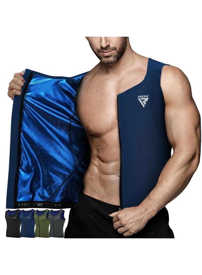 Rdx Men Sauna Vest, Sweat Workout Shirt for Weight loss, Waist Trainer, Corset, Compression Body Shaper Zipper and Seamless - Image 1