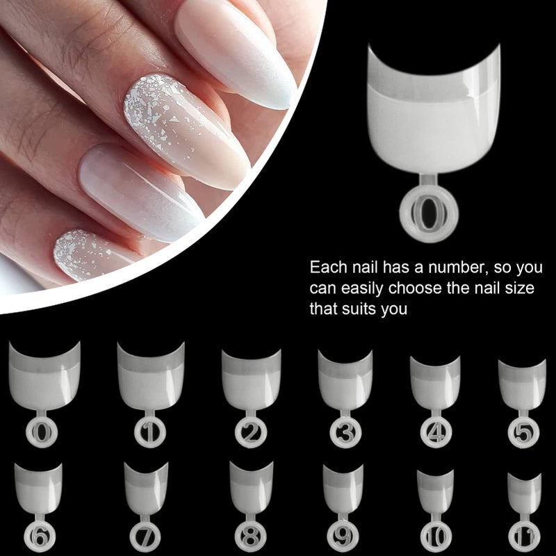 Ranrose 600pcs Short Nail Tips- Oval Half Cover False Tips 12 Sizes French Acrylic Nails for DIY Nail Salon - Image 5