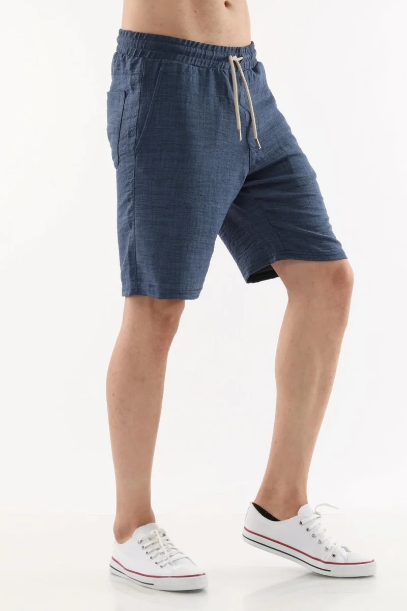 Cedy Denim Synthetic Linen High Waist Elastic, Loose Cut Men's Shorts C348