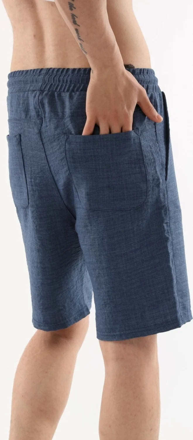 Cedy Denim Synthetic Linen High Waist Elastic, Loose Cut Men's Shorts C348