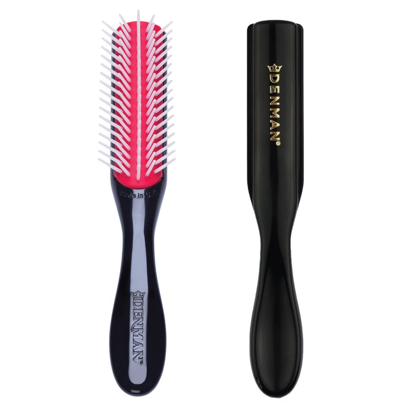 Denman Curly Hair Brush D14 (Black) 5 Row Styling Brush for Detangling, Separating, Shaping and Defining Curls, Fringes & Bangs - For Women and Men - Image 1