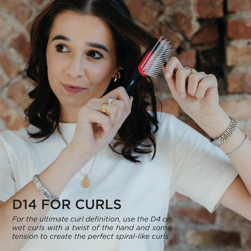 Denman Curly Hair Brush D14 (Black) 5 Row Styling Brush for Detangling, Separating, Shaping and Defining Curls, Fringes & Bangs - For Women and Men - Image 3