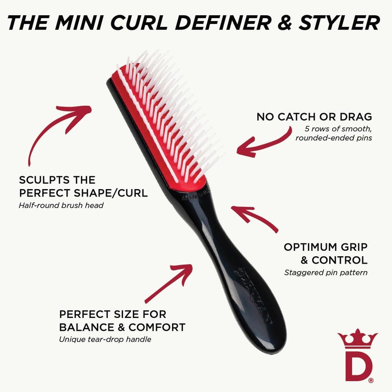 Denman Curly Hair Brush D14 (Black) 5 Row Styling Brush for Detangling, Separating, Shaping and Defining Curls, Fringes & Bangs - For Women and Men - Image 5