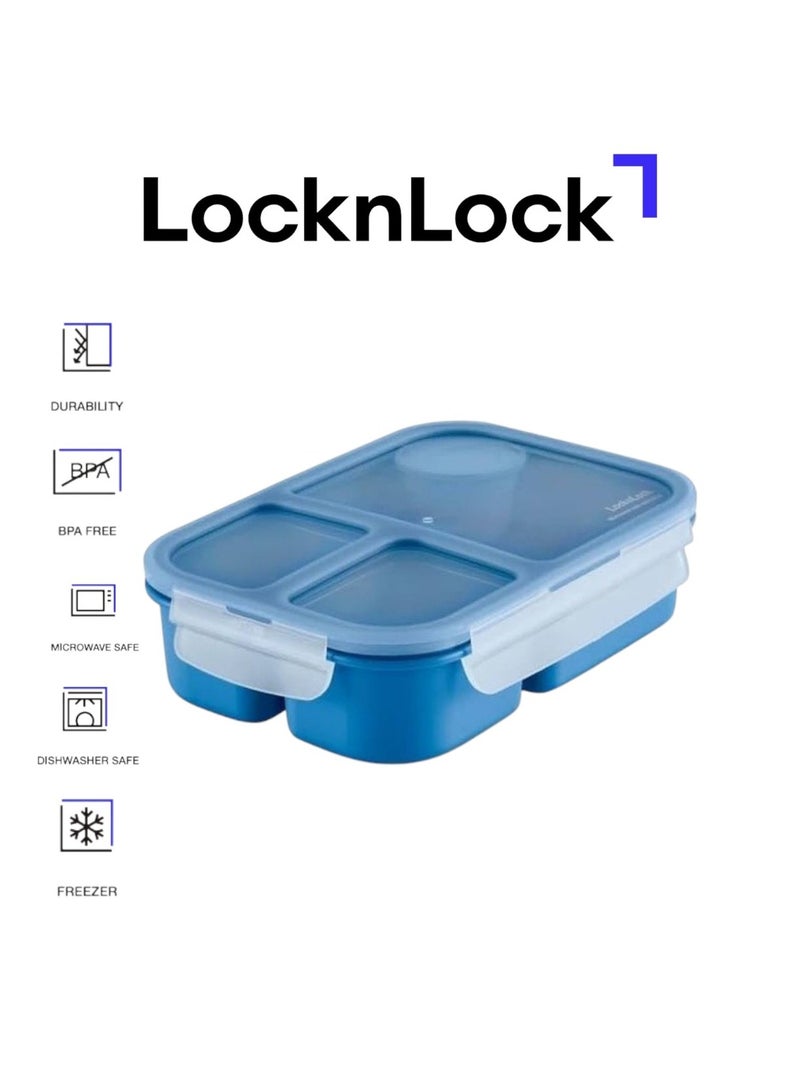 لوك آند لوك علبة غداء لوك لوك تو جو 980 مل باللون الأزرق - مقاومة للتسرب، صغيرة الحجم، آمنة للاستخدام في الميكروويف - Image 1