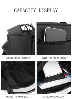 DUNISO Mens Crossbody Bag Shoulder Bag with Adjustable Strap and Top Handle Multi-layer Functional New Trends Fashion Handbag Black  - Image 3