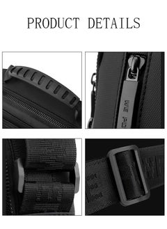 DUNISO Mens Crossbody Bag Shoulder Bag with Adjustable Strap and Top Handle Multi-layer Functional New Trends Fashion Handbag Black  - Image 2