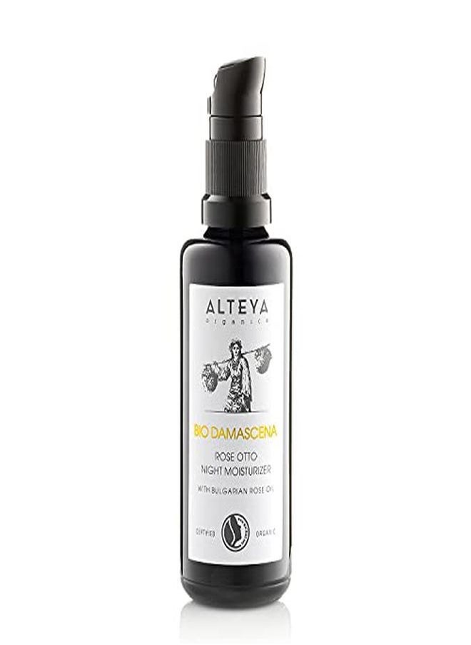 Alteya Organics Night Moisturizer Natrue Certified Organic Skin Care 1.7 Fl Oz/50 Ml Bio Damascena AwardWinning Face Cream With Organic Bulgarian Rose Oil Hydrating, Toning And Rejuvenating  - Image 1