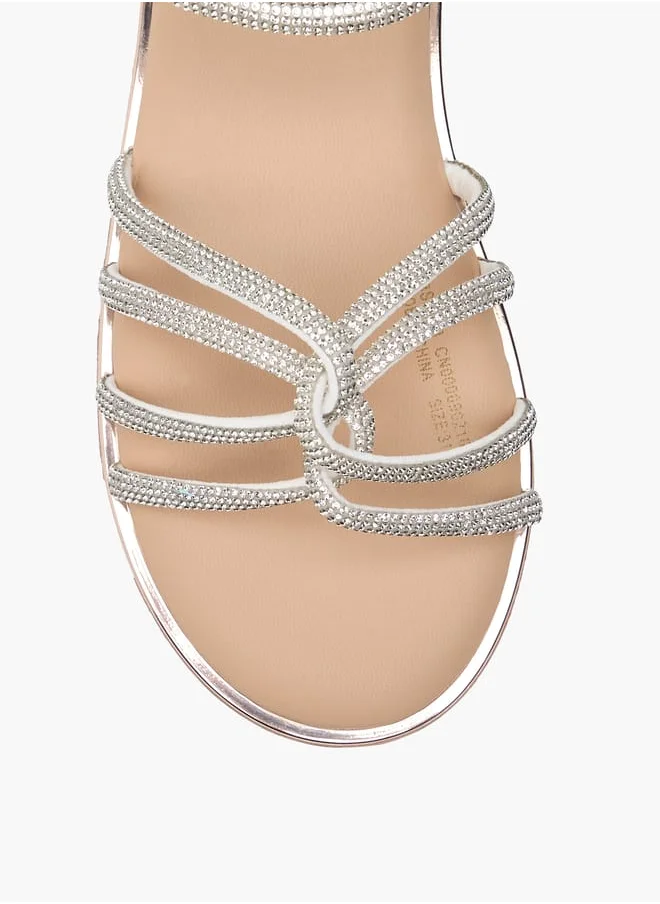 Celeste Girl's Embellished Sandals with Hook and Loop Closure