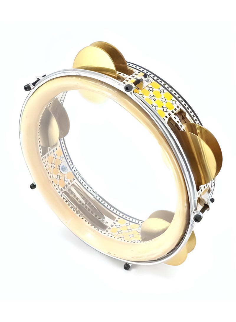 رق طبلة خشب صدف مع صاجات و جلدة بلاستيكية ٢٢ سم - متعدد الألوان - Image 5