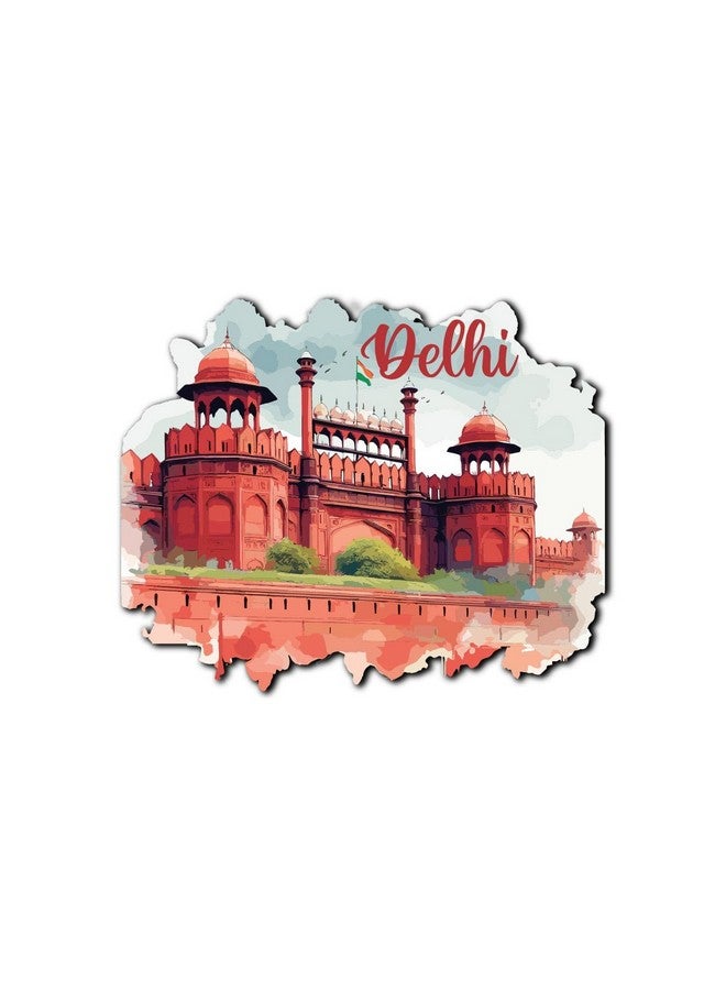 Bhai Please Delhi Red Fort City Wooden Fridge Magnet (Pack of 1) | Place, City, State, Souvenir, Destinations, Travel, Adventure Fridge Decorations | Gift for Friends, Colleagues, Foreign Delegates | - Image 1