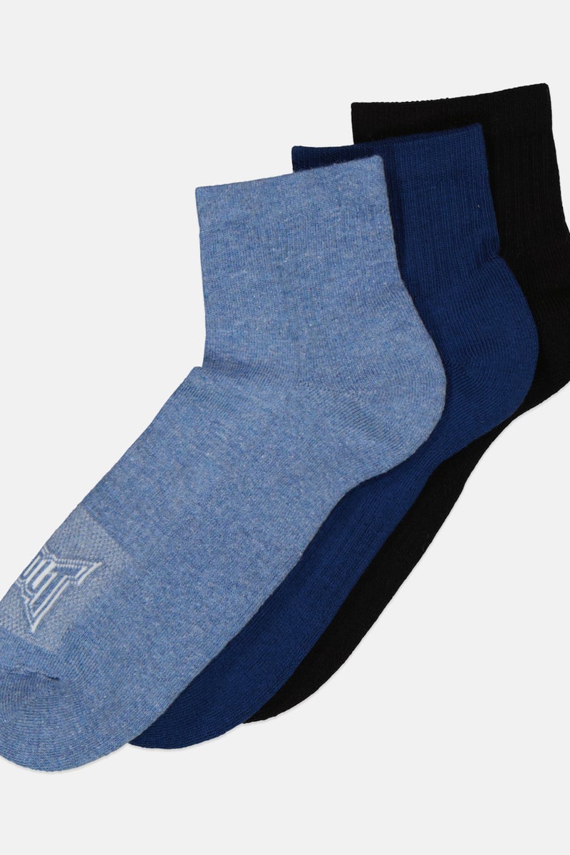 TapouT Men 3 Pairs Brand Logo Basic Quarter Half Terry Socks, Multicolor  - Image 2