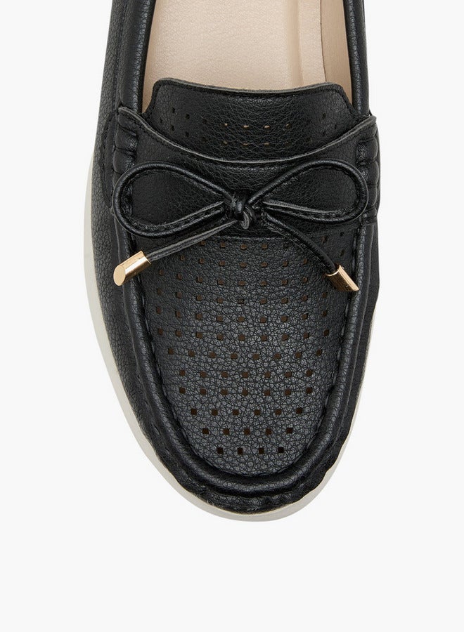 Le Confort Bow Accent Slip-On Moccasins with Wedge Heels  - Image 4