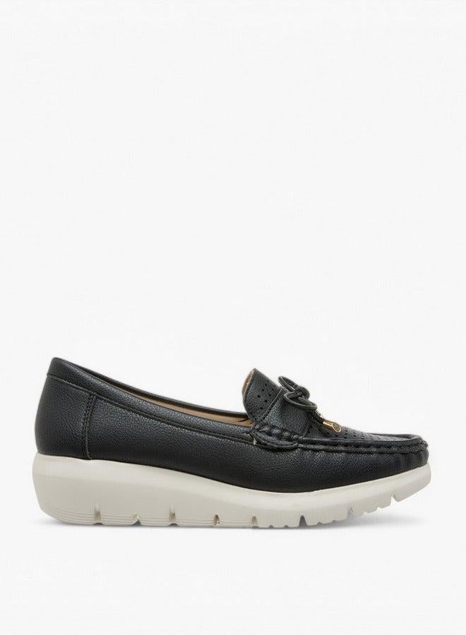 Le Confort Bow Accent Slip-On Moccasins with Wedge Heels - Image 2