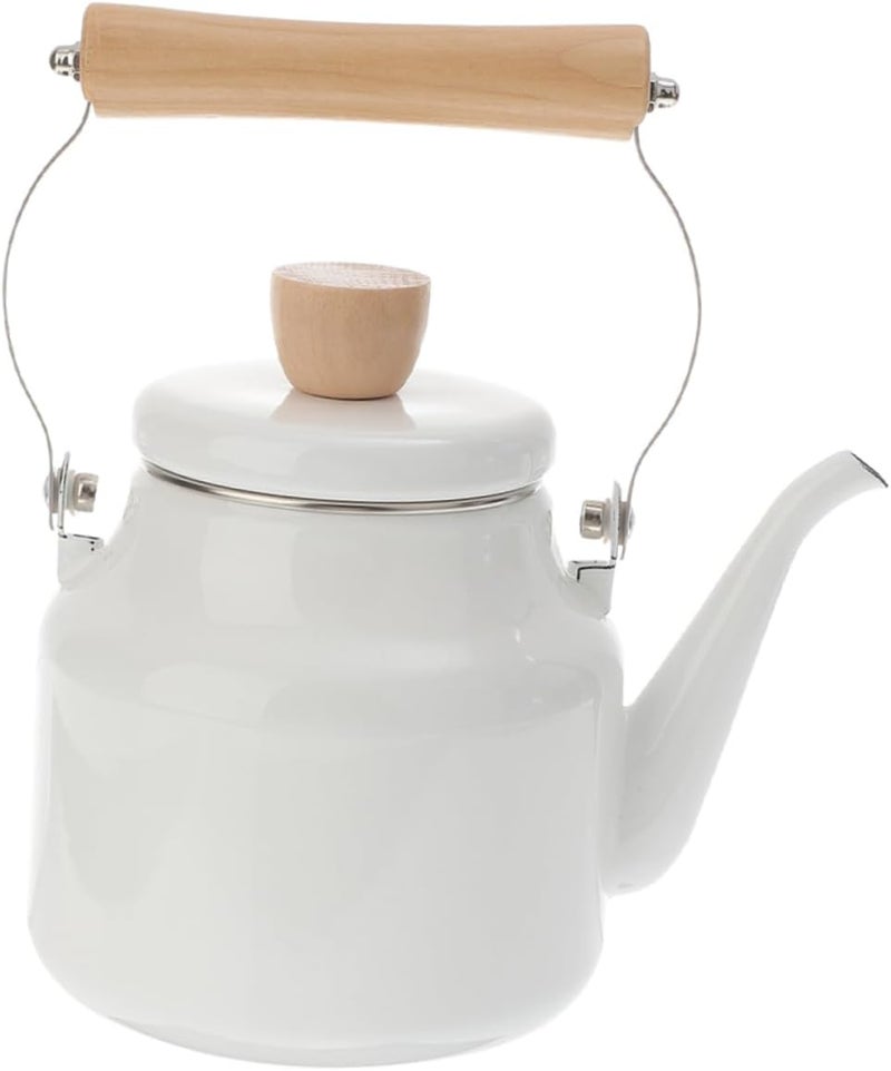 Garneck Retro Enamel Tea Kettle Enamel Water Pot Tea Serving Pot Kitchen Teapot - Image 1