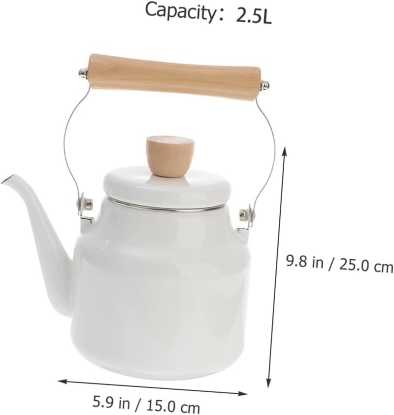 Garneck Retro Enamel Tea Kettle Enamel Water Pot Tea Serving Pot Kitchen Teapot - Image 5