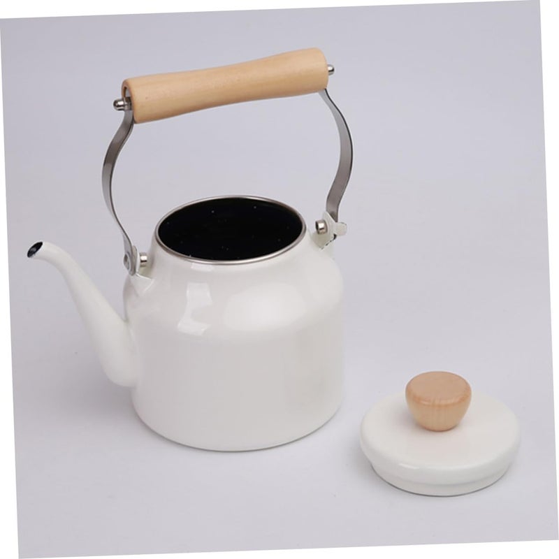 Garneck Retro Enamel Tea Kettle Enamel Water Pot Tea Serving Pot Kitchen Teapot - Image 4