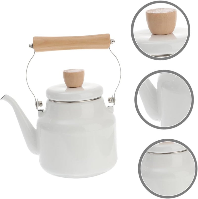 Garneck Retro Enamel Tea Kettle Enamel Water Pot Tea Serving Pot Kitchen Teapot - Image 2