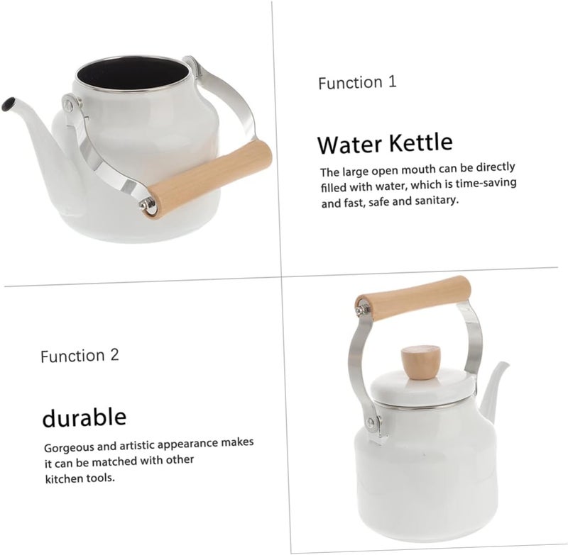 Garneck Retro Enamel Tea Kettle Enamel Water Pot Tea Serving Pot Kitchen Teapot - Image 3