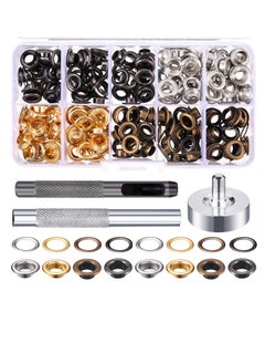 Excefore 1/4 Inch Grommet Kit 200 Sets Grommets Eyelets with 3 Pieces Install Tool Kit with Storage Box for Clothes, Jackets, Jeans Wears, Bracelets, Bags, Belts Repair Decoration (4 Colors)  - Image 1