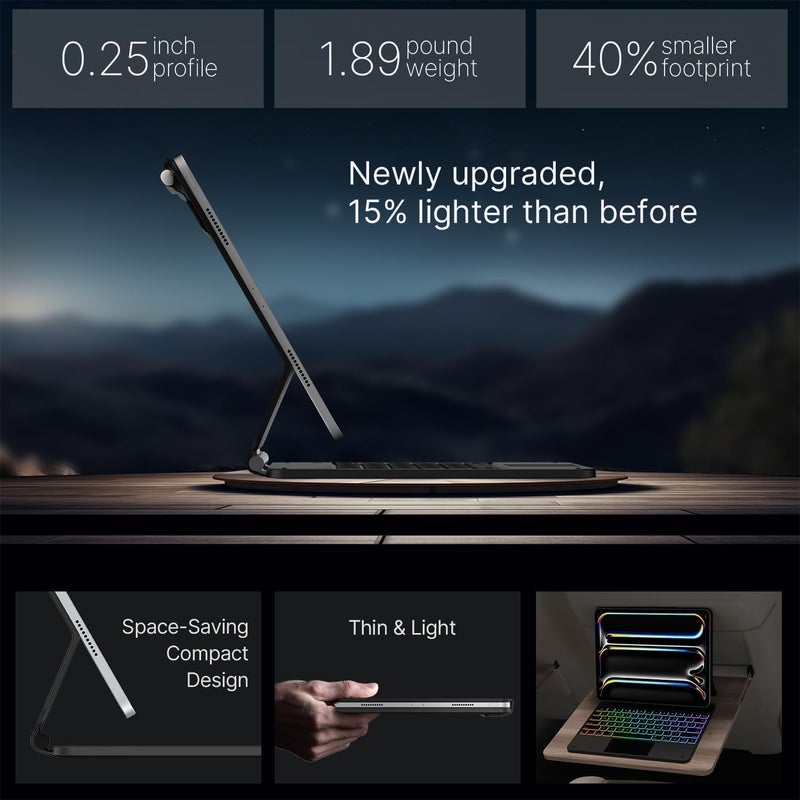 typecase Edge Keyboard Case for iPad Pro 13-inch (M4) 2024,Magic Keyboard with 11 Colors Backlight,Keyboard Case with Pencil Holder,Multi-Touch Trackpad, Easy-Set Magnetic Stand-Black - Image 5