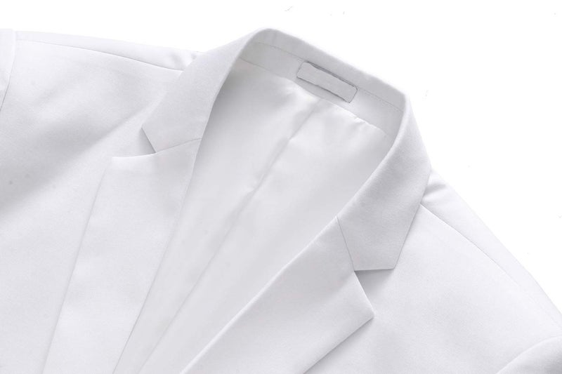 UNINUKOO Men's Suit Slim Fit 2 Button 2 Piece Suits for Men Party Formal Dress Solid Tuxedo Blazer Jacket Pants Set US Size 30 White - Image 3