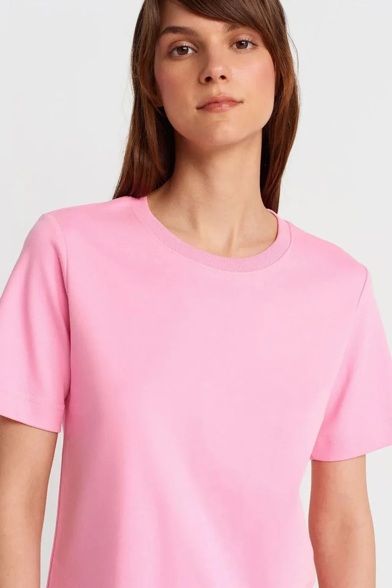 Dilvin Blush Pink DILVIN Women's Cotton Crew Neck T-Shirt for Women | Best Price UAE