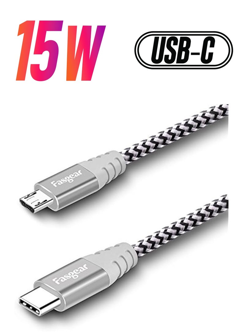 Fasgear USB C to Micro USB Cable [2m] Nylon Braided Type C to Micro USB Cord Compatible with Galaxy S7/S7, HTC One/10 and More (2m, - Image 1