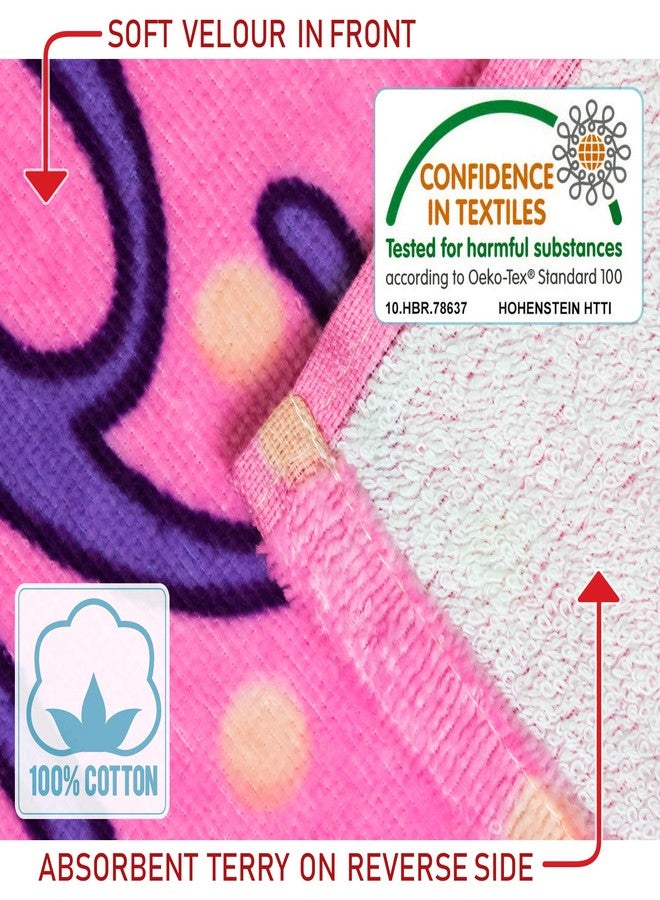 Softerry Love Unicorn and Stars Velour Beach Towel for Kids 28in x 51in 100% Cotton Pink - Image 3