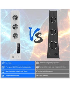 KJH Cooling Fan for PS5 Slim Cooling Fan System with 3 Levels Adjustable Speed and USB Port Compatible with PlayStation 5 Slim Digital Edition and Disc Version  - Image 3