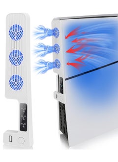 KJH Cooling Fan for PS5 Slim Cooling Fan System with 3 Levels Adjustable Speed and USB Port Compatible with PlayStation 5 Slim Digital Edition and Disc Version  - Image 1
