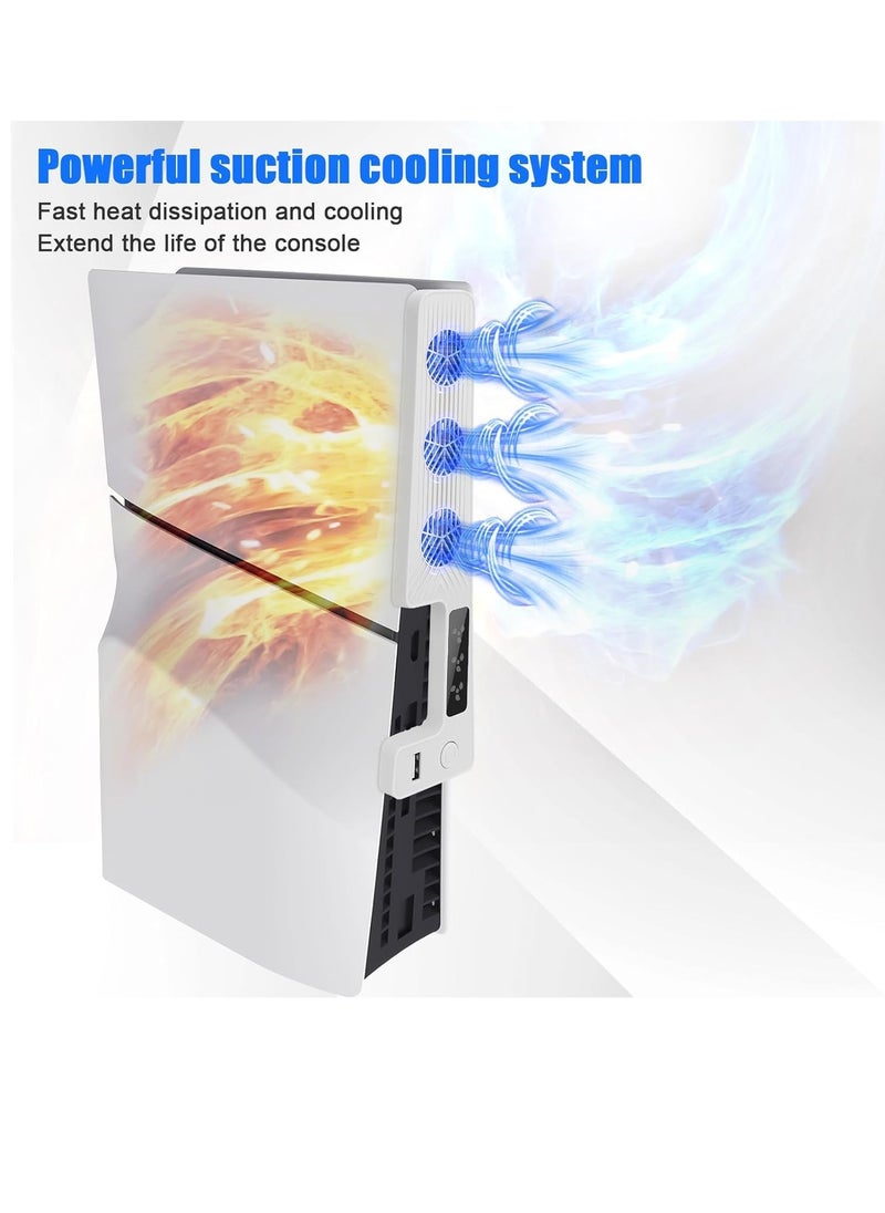 KJH - Cooling Fan for PS5 Slim Cooling Fan System with 3 Levels Adjustable Speed and USB Port Compatible with PlayStation 5 Slim Digital Edition and Disc Version - Image 1