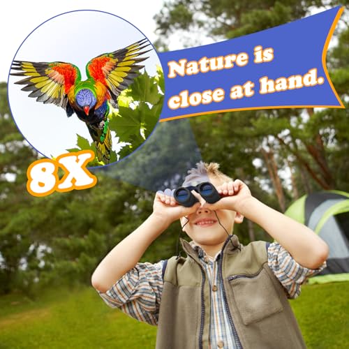 Obuby Real Binoculars for Kids Gifts for 312 Years Boys Girls 8x21 HighResolution Optics Mini Compact Binocular Toys Shockproof Folding Small Telescope for Bird WatchingTravel Camping Black - Image 5