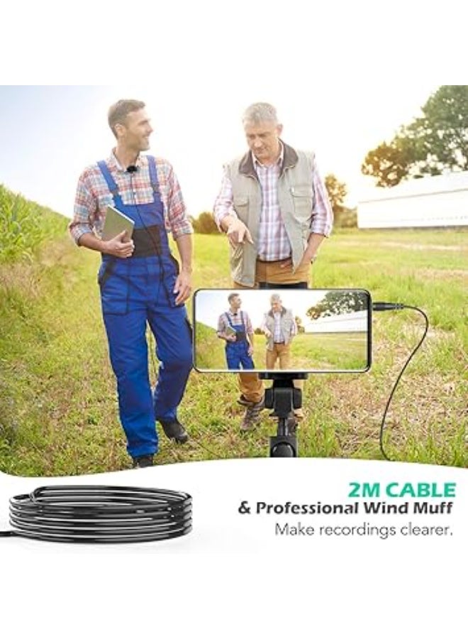 Professional omnidirectional condenser clip-on microphone with windscreen and 3 adapters for YouTube recording, interviews, video conferencing, podcasts, voice dictation, and mobile use. - Image 4