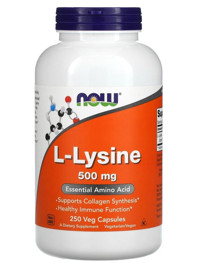 now L-Lysine 500 mg 250 Veg Capsules